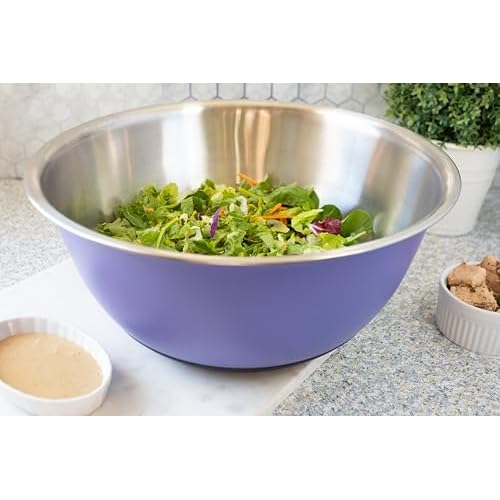Fox Run Stainless Steel Mixing Bowl, Purple, 10.75 Quart
