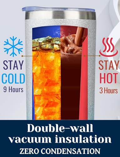 20oz Silver Blue Penguin Tumbler with Lid & Straw - Insulated Stainless Steel Gift