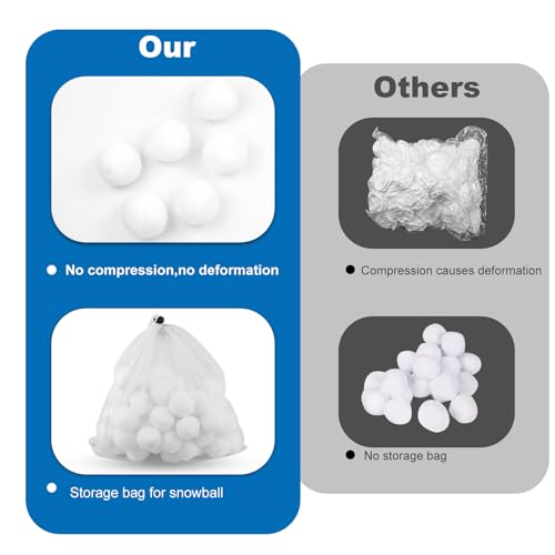 100 Pcs Soft Fake Snowballs Fight Set with Drawstring Storage Bag