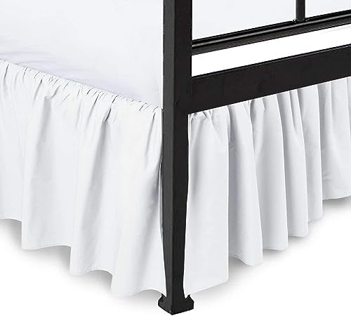 White Twin Ruffled Bed Skirt - 12 Inch Drop Microfiber Dust Ruffle