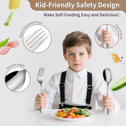 Toddler Eating Utensils Set 12-Piece Stainless Steel Forks and Spoons