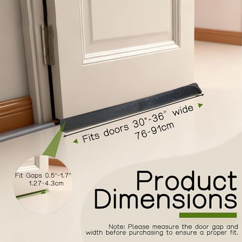 Adjustable Under Door Draft Stopper (30-36 Inch) - Noise & Gap Seal, Grey