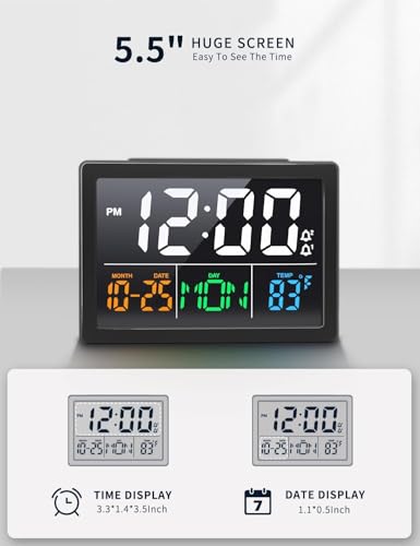 Digital Alarm Clock with Large LED Display, Dual Alarms and USB Charging Port