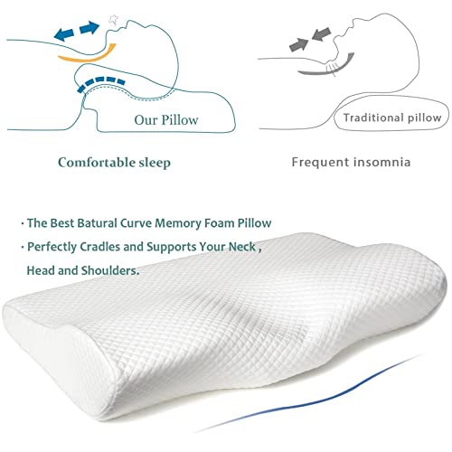 Ergonomic Memory Foam Pillow for Neck Pain Relief - Firm Queen Size