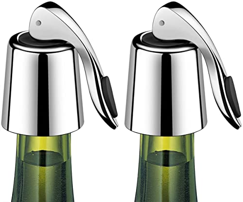 2-Pack Stainless Steel Wine Stoppers - Airtight Leakproof Bottle Sealers