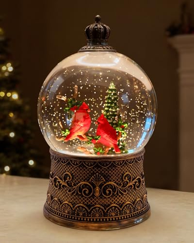 Musical Cardinal Snow Globe Lantern with 8 Songs, 6.99-inch Christmas Decor