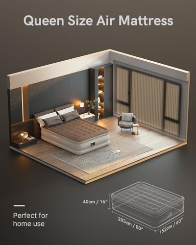 Queen Air Mattress with Built-in Pump - Fast Inflation, Waterproof
