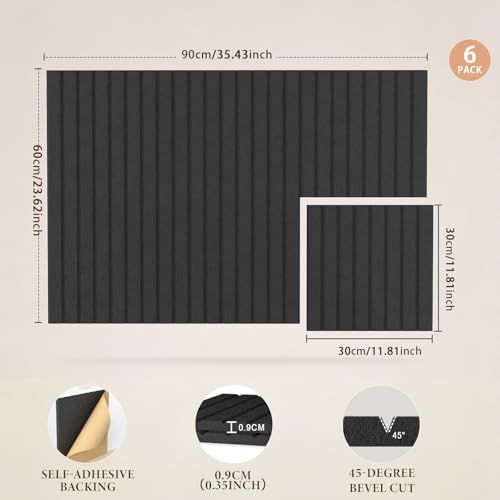 6 Pack Self-Adhesive Felt Bulletin Board Tiles, 12x12 Inch Wall Pin Board