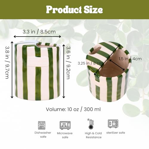 JMCRATE Green 10oz Ceramic Coffee Mug with Divided Design and 'Coffee Time' Embossed