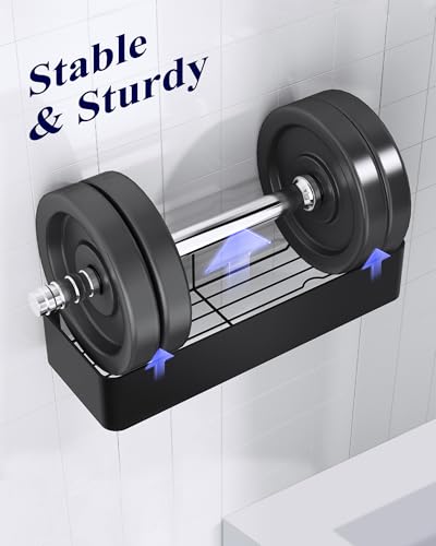 Adhesive Shower Caddy 2 Pack Large Rustproof Black Shower Shelf