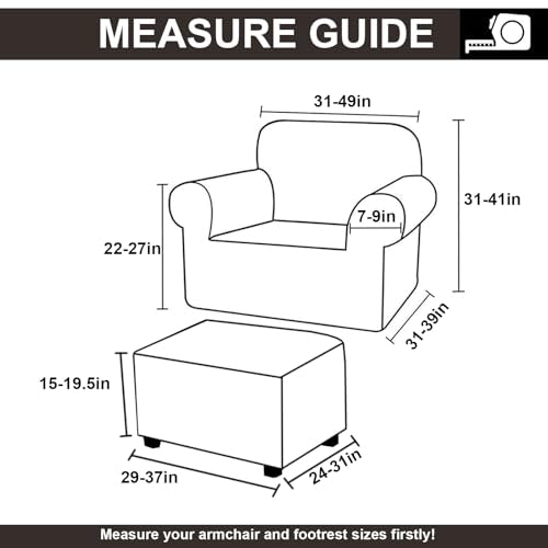 Velvet Chair and Ottoman Cover Set - Non-Slip Stretch Fit
