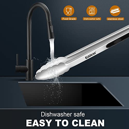 Stainless Steel Kitchen Tongs Set, 3-Piece Heat Resistant Locking Tongs