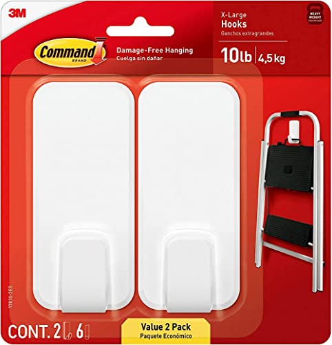 Extra Large Adhesive Wall Hooks - Heavy Duty Damage-Free Hanging, 10 lb