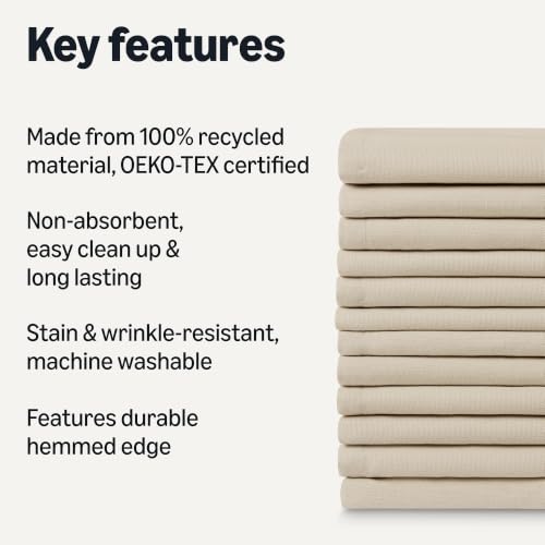 Reusable Cloth Napkins 17x17 Inches, Stain and Wrinkle Resistant, 12-Pack