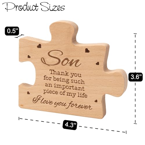 Engraved Wooden Puzzle Piece Keepsake for Son — MAILAMCRAFT Son Gift, Birthday/Graduation/Wedding Gift