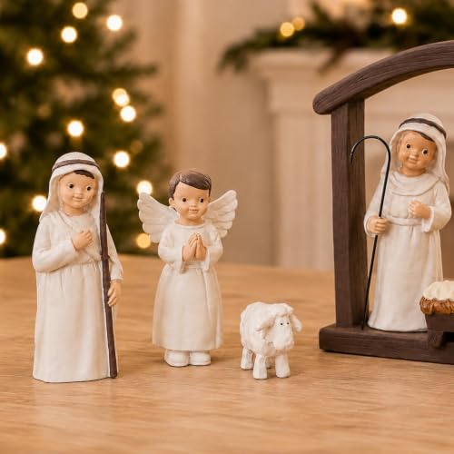 Nativity Set 12-Piece Resin Indoor Christmas Manger Scene - Off-White, 5 inch