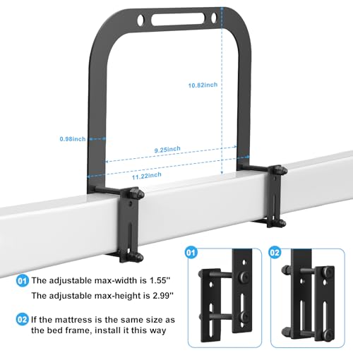 Extra Tall Mattress Slide Stopper - Adjustable Metal Retainer Bar