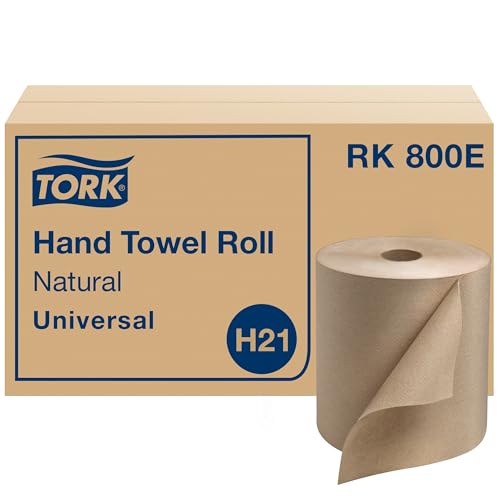 Natural Commercial Paper Towel Rolls - 100% Recycled Fiber, 6 Rolls x 800 ft
