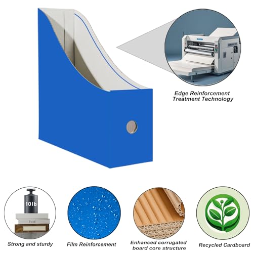 24-Pack Cardboard Magazine File Holders - Desktop Document Organizer
