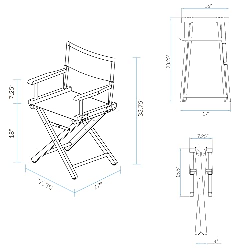 Solid Wood Director's Chair, Foldable Portable Chair - 18-Inch Height