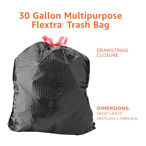 30 Gallon Multipurpose Drawstring Trash Bags - Tear-Resistant Black (50 Count)