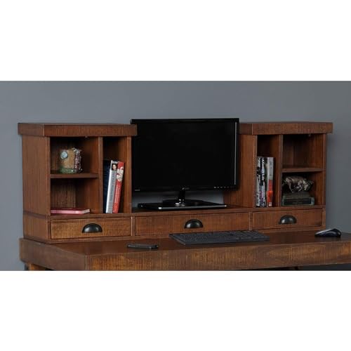 Country Cottage Monitor Hutch with 3 Drawers and Vertical Binder Storage