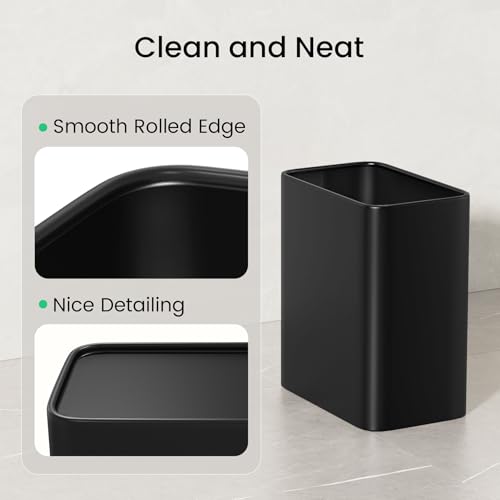 Small Bathroom Trash Can 2.1 Gallon Under Sink Wastebasket Black