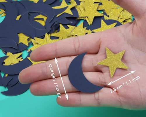 Gold & Dark Blue Moon Star Confetti for Party Decorations - 200pcs