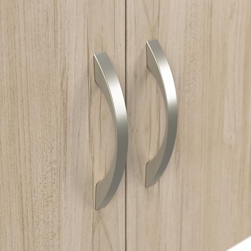 Bush Office Cubicle Storage Hutch with Paper Trays & Pencil Holder, Natural Elm