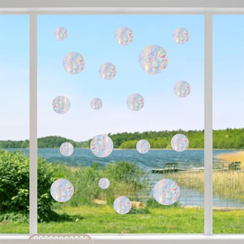 36 Round Window Clings - Anti-Collision Bird Decals, Rainbow Stickers