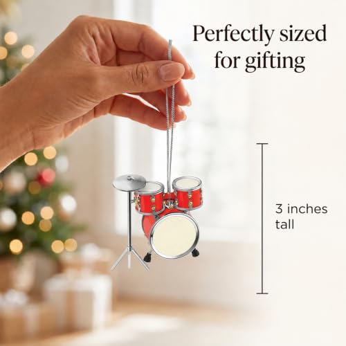 The Bridge Collection 3-Inch Red Wood Drum Set Ornament – Christmas Tree Decor