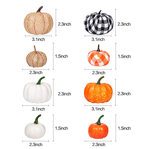 16-Piece Artificial Pumpkin Set, Assorted Faux Foam Pumpkins for Fall Decor