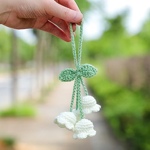 Handmade Knitted Flower Car Rearview Mirror Hanging Ornament