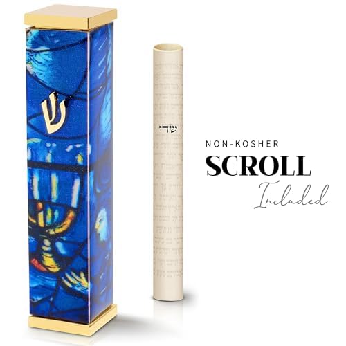 5-Inch Modern Aluminum Mezuzah Case for Door with Self-Adhesive Backing