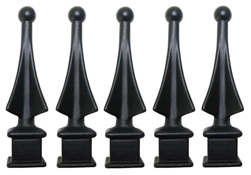 1/2-Inch Four-Sided Spire Fence Topper - Black Plastic Finial (5 Pack)