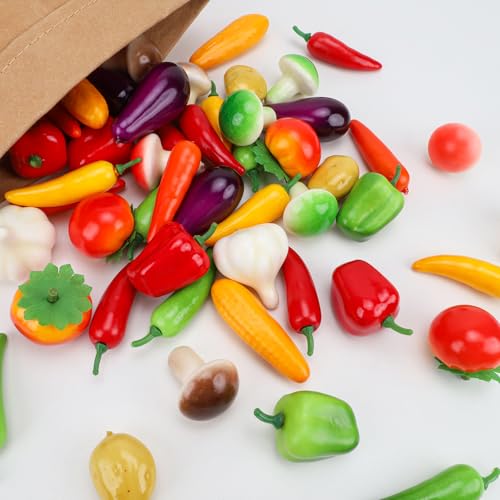 70 Pcs Artificial Mini Vegetables Set - Realistic Foam Faux Food Decor