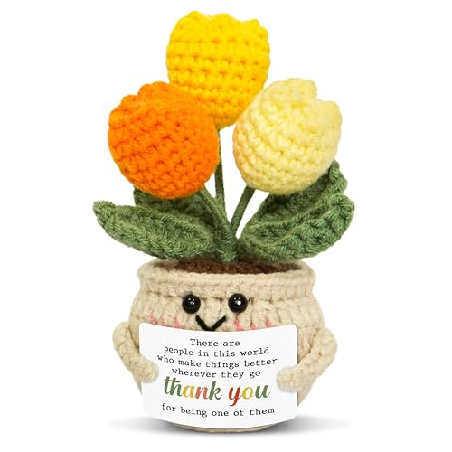 Handmade Crochet Tulip Thank You Gift - Emotional Support Desk Decor
