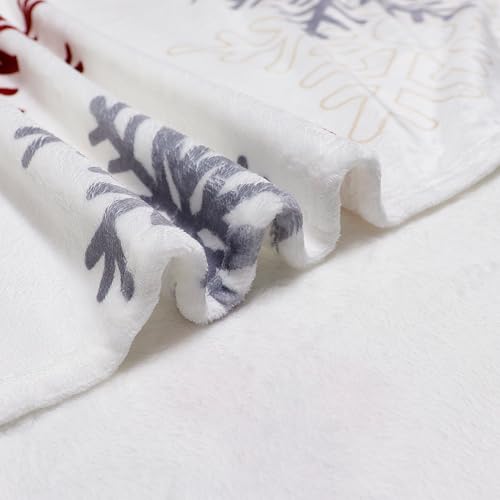 Christmas Snowflake Fleece Throw Blanket 50" x 60" - Red/Gold Snowflake decorative cozy