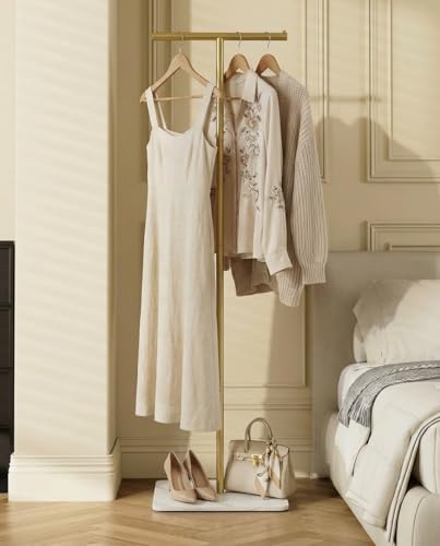 T-Shaped Freestanding Metal Coat Rack with Sintered Stone Base