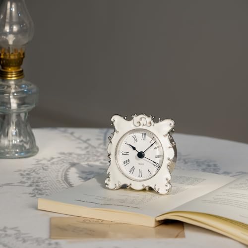 3 Inch Small Crystal Table Clock, Battery Operated Analog Desk Clock