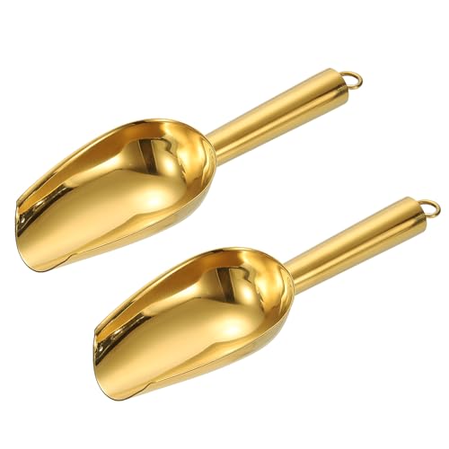 Gold Stainless Steel Ice Scoops Set of 2 - 7.1 Inch Kitchen & Bar Ice Picks