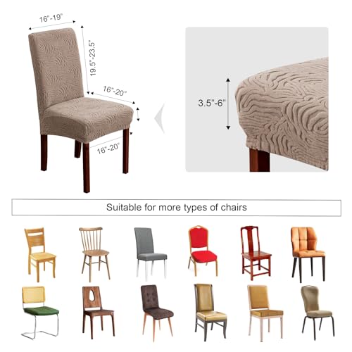 Stretch Dining Chair Covers Set of 6 | Jacquard Pattern, Machine Washable