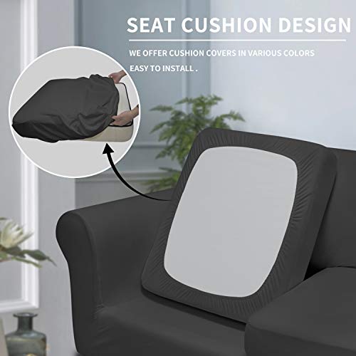 Stretch Sofa Cover Set for 3 Cushion Couch - Dark Gray