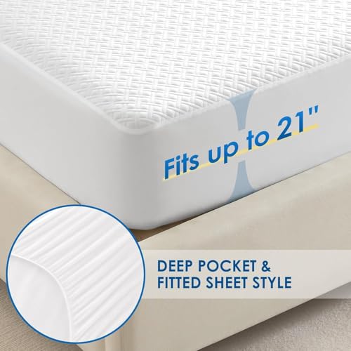 Cozymaker Queen Size Waterproof Mattress Protector - Deep Pocket Cooling Cover