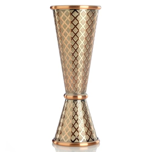Barfly Antique Copper 1oz x 2oz Diamond Lattice Etch Japanese Style Jigger