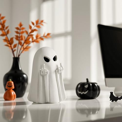 Cute Ghost Figurine - 3.4 Inch Resin Spooky Halloween Tabletop Statue