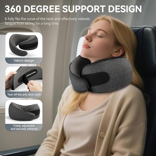 Memory Foam Travel Neck Pillow with 360° Support - Pigeon Grey