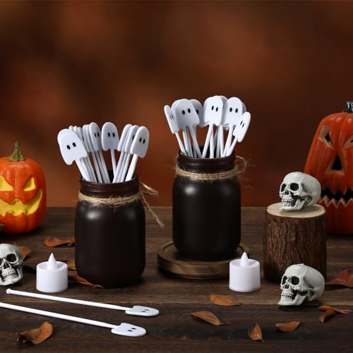 Halloween Ghost Cocktail Swizzle Sticks - 30 Pack Reusable Party Picks