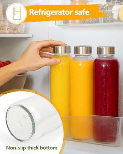 Zukro 32oz Glass Water Bottles with Stainless Steel Lids – Set of 3, Leak-Proof, Reusable Drink Bottles