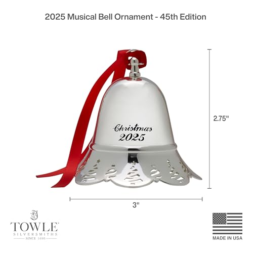 Towle 2025 Silver Musical Christmas Bell Ornament - 45th Edition